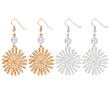 ANATTASOUL 2 Pairs 2 Colors Alloy Sun with Smiling Face Dangle Earrings with Plastic Pearl Beaded EJEW-AN0001-82-1