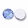 Blue and White Floral Printed Glass Cabochons GGLA-A002-20mm-XX-2