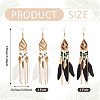 2 Pairs 2 Colors Bohemian Alloy Feather Dangle Earrings EJEW-TA0001-78A-3
