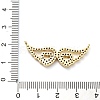 Brass Micro Pave Clear Cubic Zirconia Hollow Wings with Heart Connector Charms KK-L229-062G-3