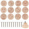 24Pcs 12 Styles Chinese Zodiac Wooden Drawer Knobs WOOD-OC0004-02-1