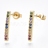 Brass Micro Pave Cubic Zirconia Ear Studs EJEW-S201-43-2