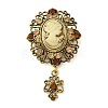 Retro Alloy Rhinestone Oval Brooch JEWB-B022-01AG-01-1
