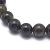 Natural Golden Sheen Obsidian Bead Stretch Bracelets X-BJEW-K212-A-020-2