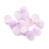 Frosted Baking Paint Crackle Glass Beads with Glitter Powder DGLA-T004-8mm-01E-1