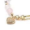 Cubic Zirconia Heart Charm Bracelet Brass Chains BJEW-JB08790-2