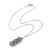 Natural Mixed Gemstone Bullet Pendant Necklace NJEW-JN04421-2