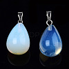 Opalite Stone Pendants with Platinum Plated Iron Findings G-R252-08-2
