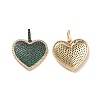 Heart Brass Micro Pave Cubic Zirconia Pendants KK-G435-04G-2