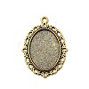 Tibetan Style Oval Alloy Pendant Cabochon Settings X-TIBEP-Q054-44AG-RS-1