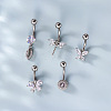 316L Surgical Stainless Steel Clear Cubic Zirconia Curved Barbell Belly Rings WG7644D-01-3