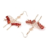 Synthetic Coral Chips Dangle Earrings EJEW-S214-01H-2