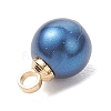 Baking Paint Pearlized Glass Pearl Round Charms with Brass Bails PALLOY-JF04897-5