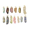 Electroplated Natural Quartz Crystal Pendants PALLOY-JF02798-01-1