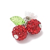 Handmade Polymer Clay Rhinestone Cherry Pendants PALLOY-JF03868-03-4