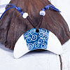 Retro Ethnic Porcelain Pendant Adjustable Polyester Cord Necklaces for Women FS-WGD020A-03-1