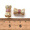 Brass Micro Pave Cubic Zirconia Beads KK-M318-22G-3