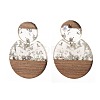 Transparent Resin & Walnut Wood Dangle Stud Earrings EJEW-JE04281-02-2