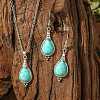 Bohemian Style Alloy & Synthetic Turquoise Pendant Necklaces & Dangle Earrings Sets WG2E1B4-04-1
