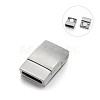 Tarnish Resistant Matte 304 Stainless Steel Rectangle Magnetic Clasps with Glue-in Ends STAS-E089-41A-1