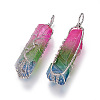 Electroplate Natural Quartz Crystal Big Wire Wrapped Pendants G-L520-B03-P-3