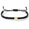 Minimalist nylon braided bracelet with stainless steel gold letter charms for men women students couples AG0106-24-1