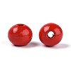Spray Painted Round Natural Schima Wood Beads WOOD-A018-8mm-07-2