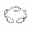 304 Stainless Steel Oval Wrap Open Cuff Ring RJEW-T023-18P-2