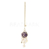 Natural Amethyst with Rack Plating Brass Pendants Decorations AJEW-B023-01G-05-1