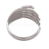 304 Stainless Steel Skull Open Cuff Rings for Women RJEW-G285-70P-3