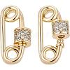 BENECREAT Brass Micro Pave Clear Cubic Zirconia Screw Carabiner Lock Charms KK-BC0004-62-1