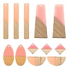 20Pcs 5 Style Resin & Wood Semi Circle Pendants RESI-LS0001-45-2