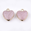 Electroplate Natural Rose Quartz Pendants X-G-T112-03H-2
