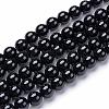 Natural Black Onyx Round Bead Strands G-T055-12mm-10-1