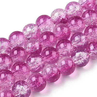 Transparent Crackle Baking Paint Glass Beads Strands X2-DGLA-T003-01A-09-1