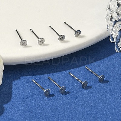 Non-Tarnish 316 Surgical Stainless Steel Flat Round Blank Peg Stud Earring Settings STAS-R073-06G-1