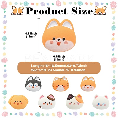 14Pcs 7 Styles Cartoon Cat Resin Lapel Pin Backs JEWB-CJ0003-03-1
