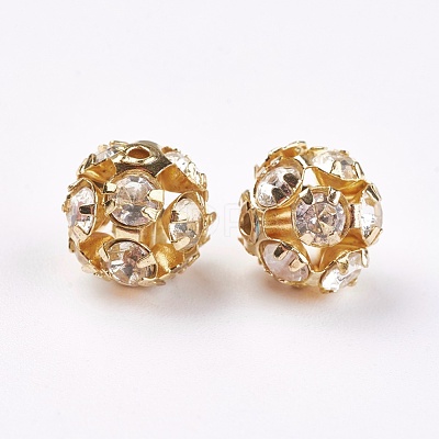 Brass Clear Rhinestone Beads RB-A017-8mm-G-1