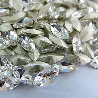 Glass Pointed Back Rhinestone Cabochons RGLA-A011-13x27mm-M-1
