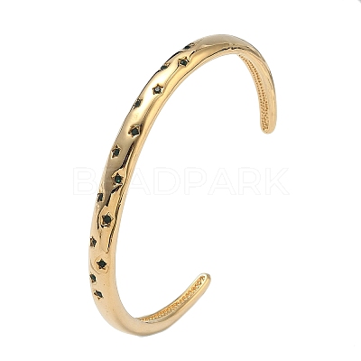 304 Stainless Steel Rhinestone Cuff Bangles for Women BJEW-D456-03G-01-1
