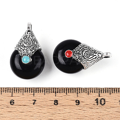 Tibetan Style Resin Pendants RESI-T022-16K-1