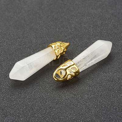 Bullet Natural Quartz Crystal Pointed Pendants G-E332-C28-G-1