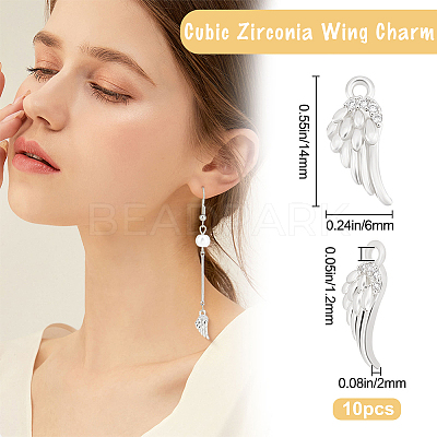 10Pcs Brass Micro Pave Clear Cubic Zirconia Charms KK-BBC0026-21-1