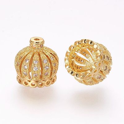 Brass Micro Pave Cubic Zirconia Beads ZIRC-G091-70G-1