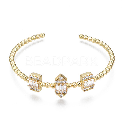Sparkle Cubic Zirconia Ball Beaded Cuff Bangle for Her BJEW-N012-003-NF-1