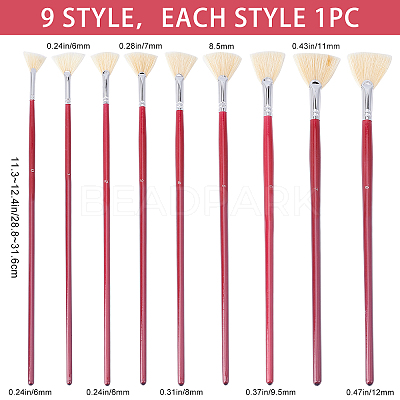 9Pcs Sector Painting Brush AJEW-GF0004-56-1