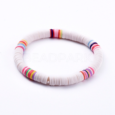 Handmade Polymer Clay Heishi Beads Stretch Bracelets BJEW-JB05087-1