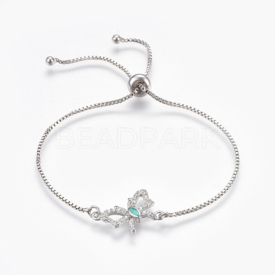 Adjustable Brass Micro Pave Cubic Zirconia Bolo Bracelets BJEW-F356-03-P-1