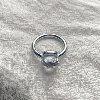 Square 304 Stainless Steel with Glass Finger Rings FS-WG8AAFA-15-1