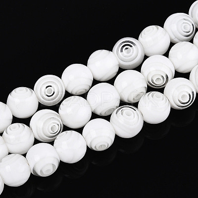 Handmade Millefiori Glass Round Beads Strands LK-R004-93E-1